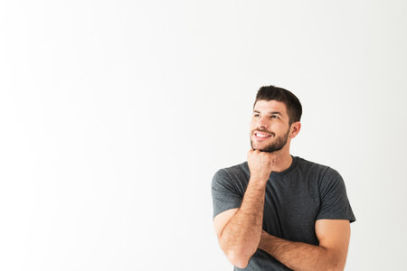 man thinking looking up