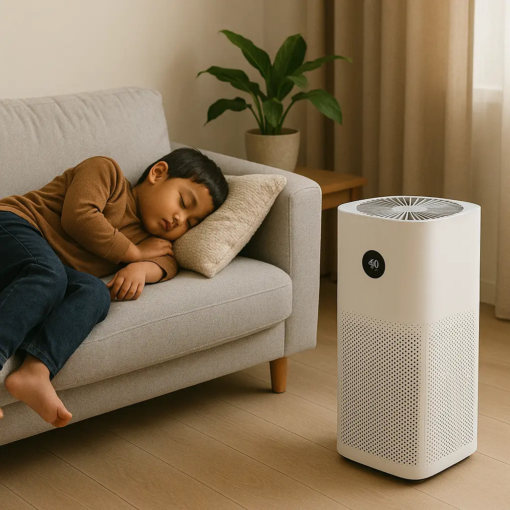 Boy With Air Purifier